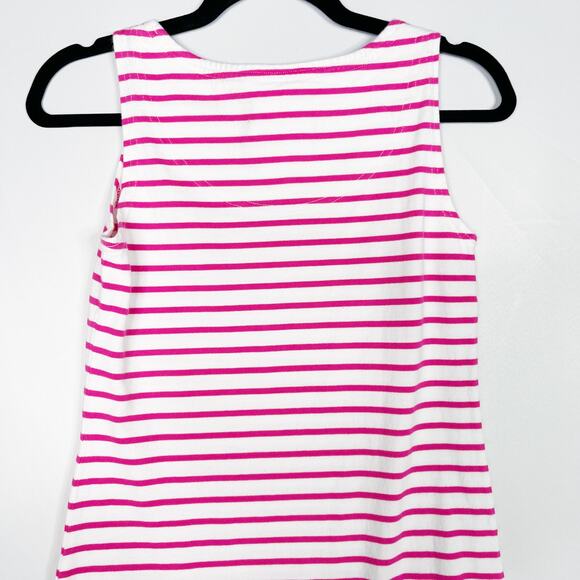 Joules 4 Bright Pink White Stripe Riva Sleeveless Cotton Dress Summer Casual - Picture 6 of 10